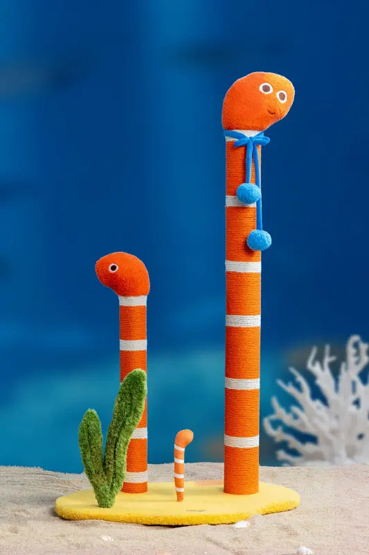 Playful Garden Eel Cat Scratching Post — photograph 1
