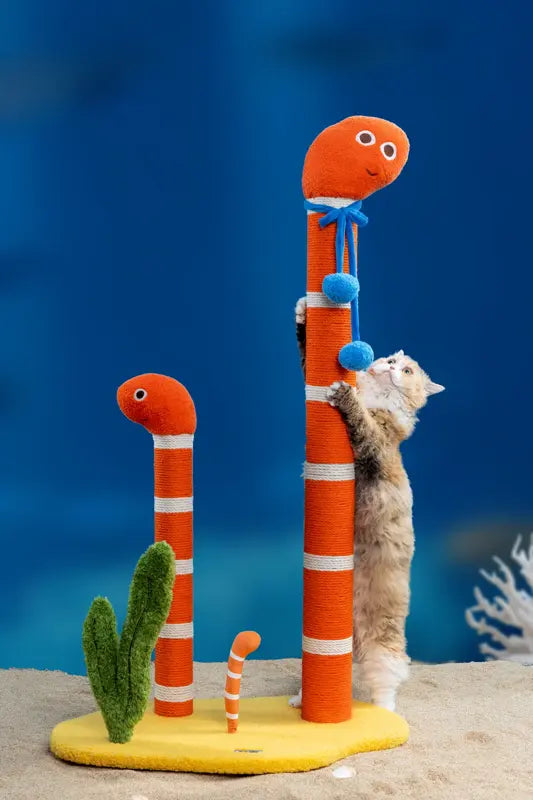 Playful Garden Eel Cat Scratching Post — photograph 4